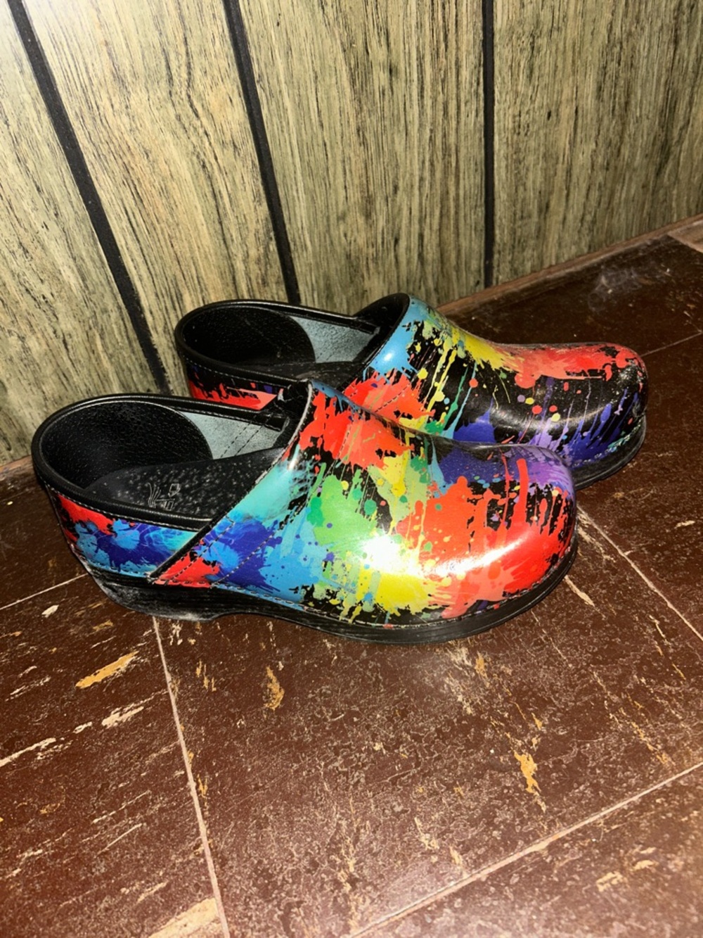 Dansko Multicolor Paint-Splash Clogs